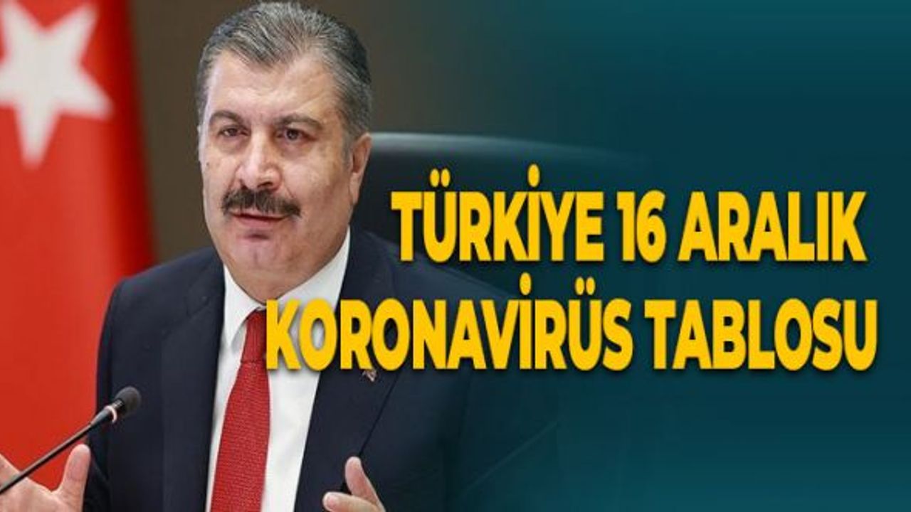 Türkiye 16 Aralık  Koronavirüs Tablosu Açıklandı