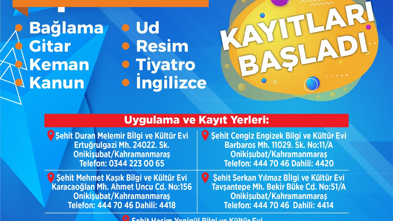 Kahramanmaraş'ta Yaz Kurslarına Kayıtlar Başladı