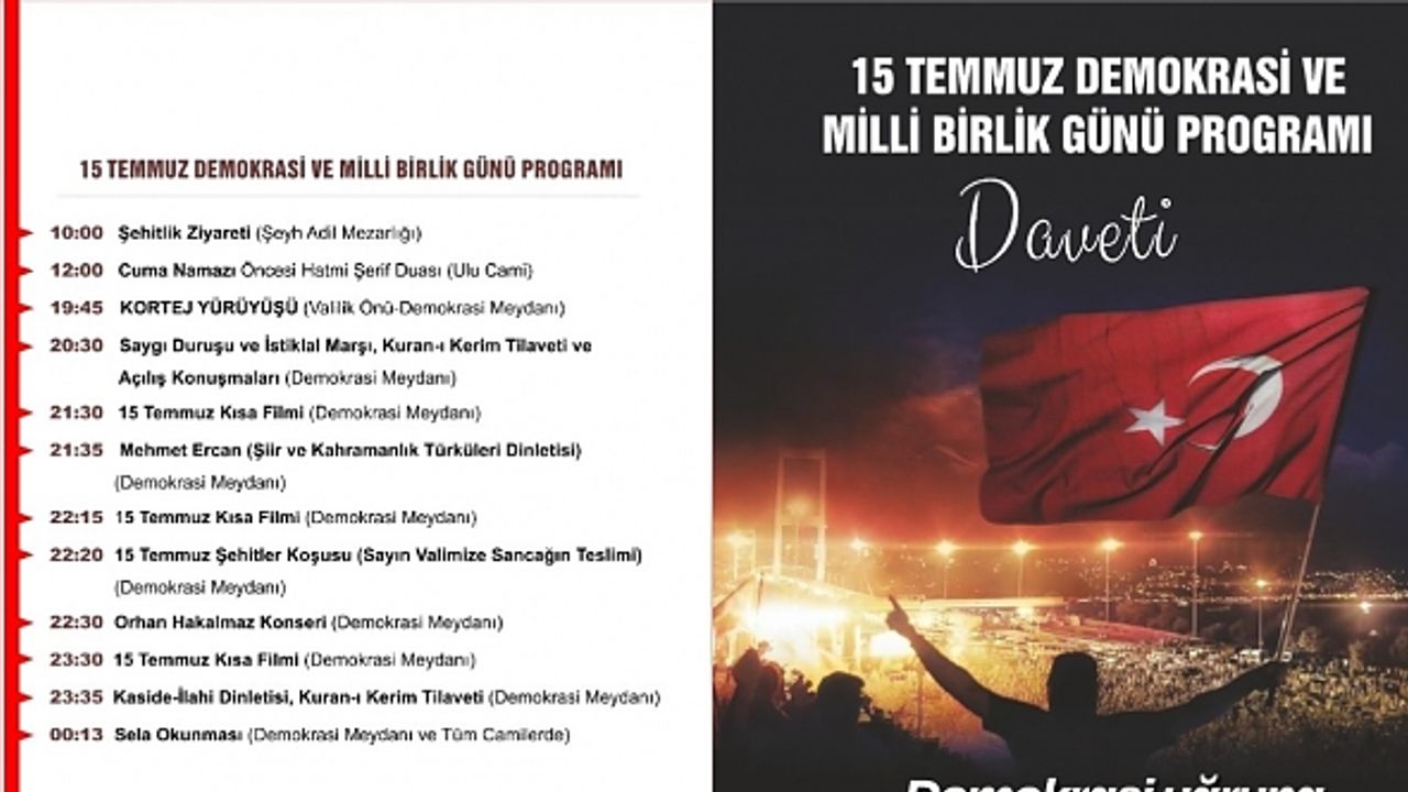15 Temmuz Demokrasi ve Milli Birlik Günü Etkinliklerine Davet