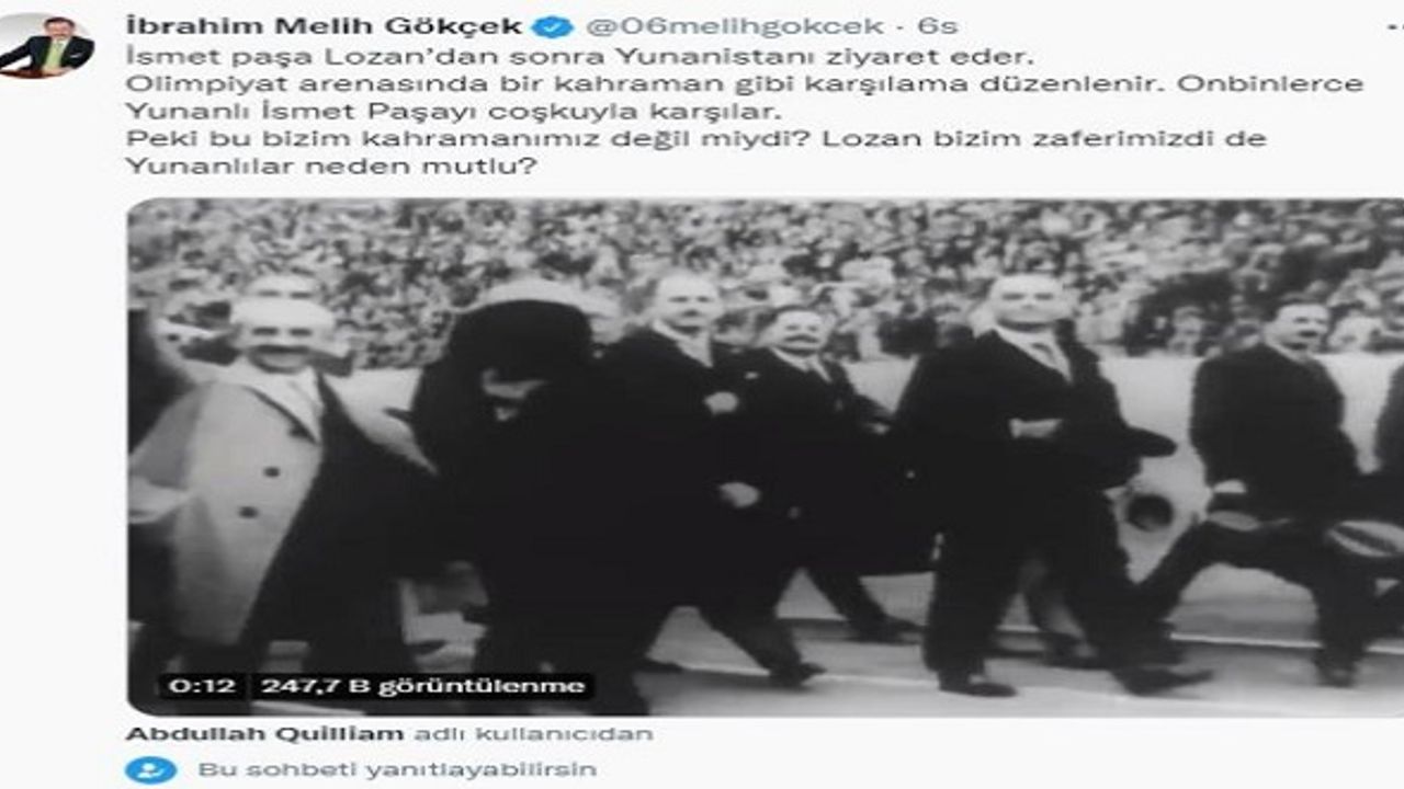 Melih Gökçek: Lozan'dan sonra on binlerce Yunanlı İsmet Paşa'yı coşkuyla karşılar  