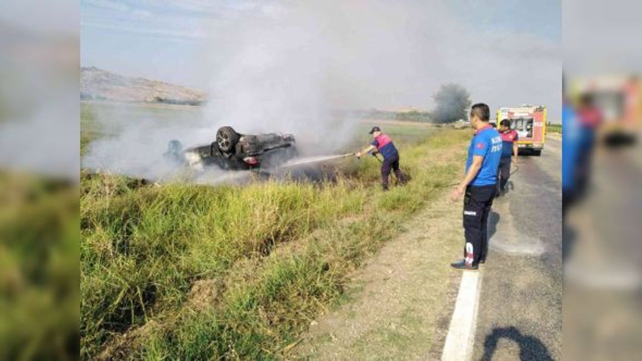 Önce takla attı sonra alev topuna döndü!