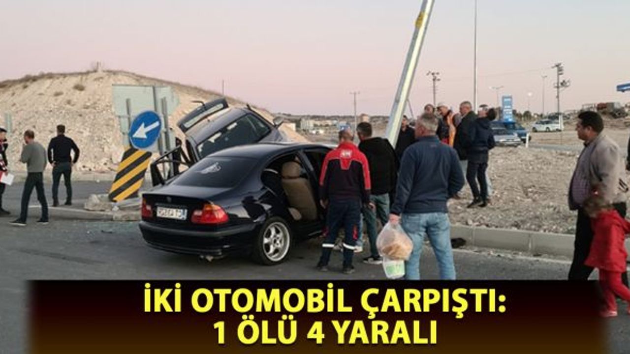 İki otomobil çarpıştı: 1 ölü 4 yaralı