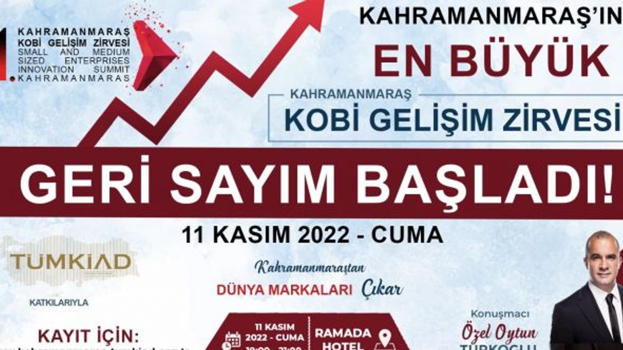 Kahramanmaraş Kobi Gelişim Zirvesi 11 Kasım’da!
