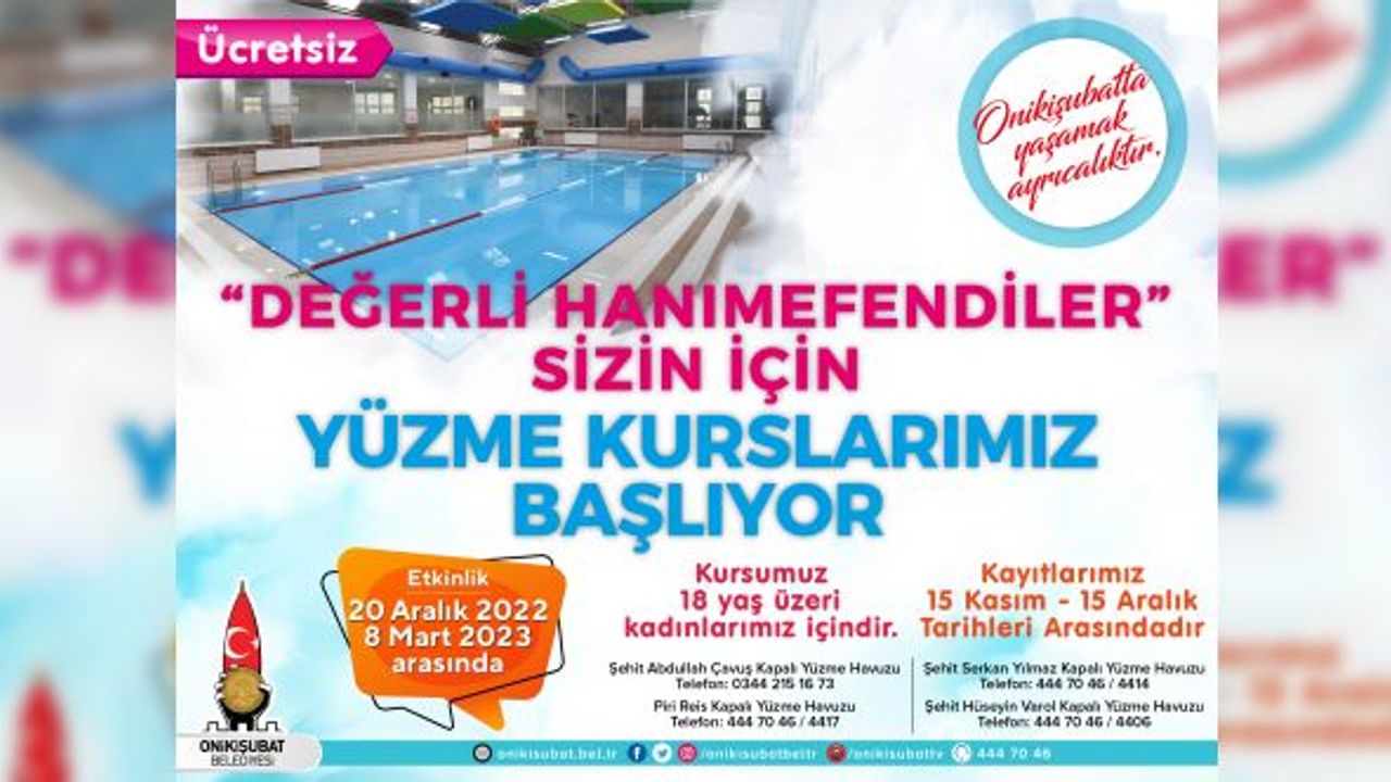 Onikişubat Belediyesi’nden kadınlara özel yüzme kursu