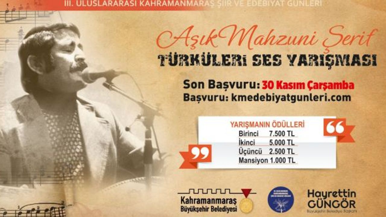Âşık Mahzuni Şerif Türküleri Ses Yarışması’nda başvuru süresi uzatıldı