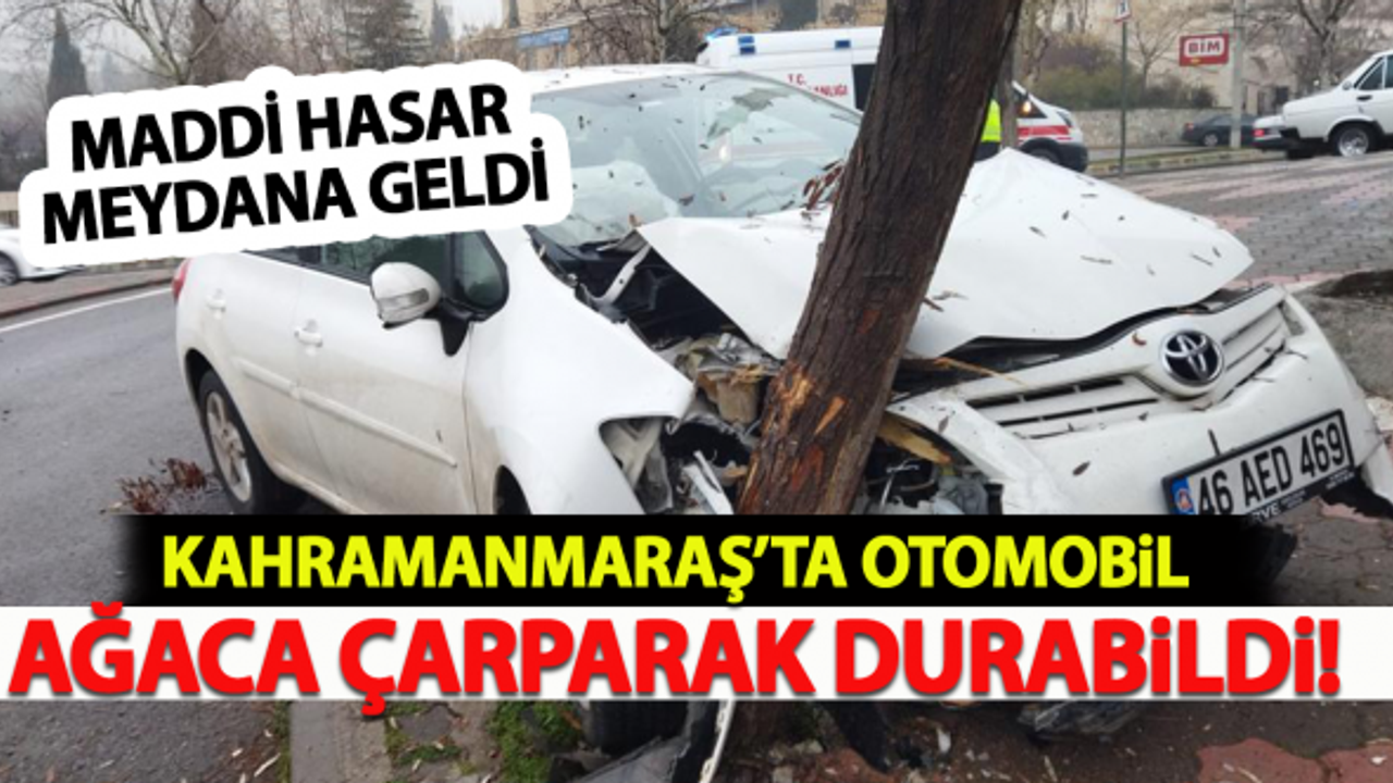 Kahramanmaraş'ta otomobil ağaca çarparak durabildi!