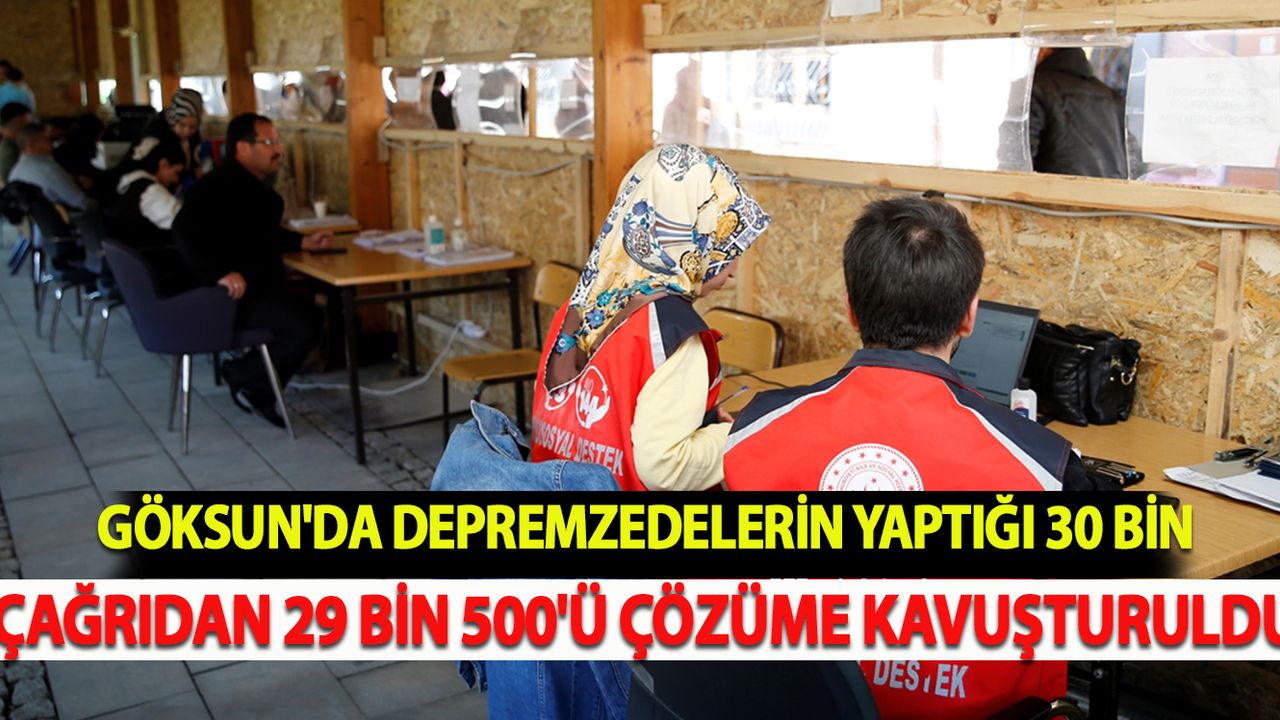 Göksun'da depremzedelerin yaptığı 30 bin çağrıdan 29 bin 500'ü çözüme kavuşturuldu