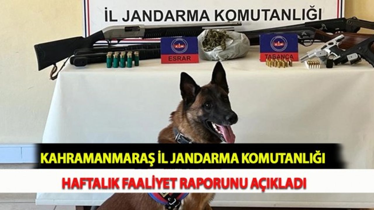 Kahramanmaraş İl Jandarma Komutanlığı Haftalık Faaliyet Raporunu Açıkladı
