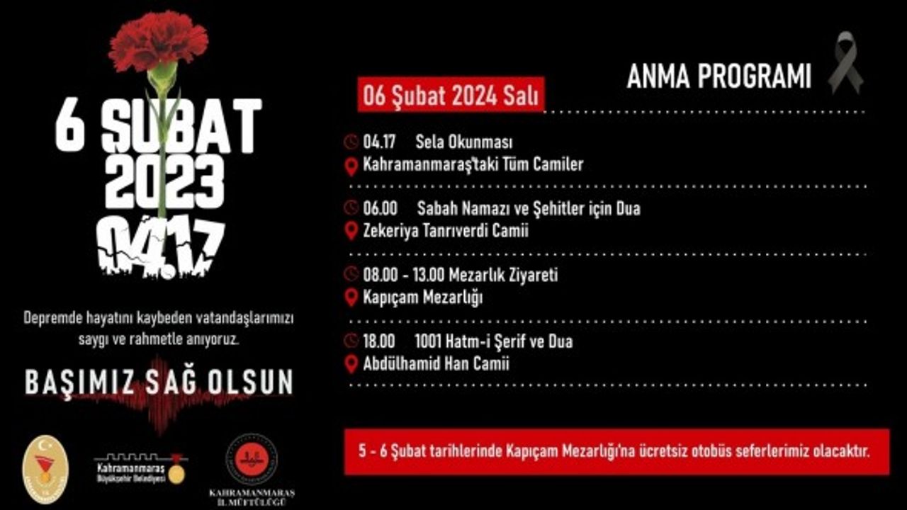 Asrın Felaketinin Yıl Dönümünde Kahramanmaraş'ta Anma Programı Düzenlenecek