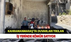Kahramanmaraş'ta Duvarları Yıkılan İş Yerinde Kömür Satıyor