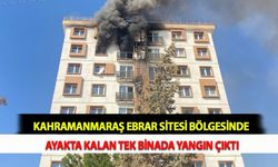 Kahramanmaraş Ebrar Sitesi Bölgesinde Ayakta Kalan Tek Binada Yangın Çıktı