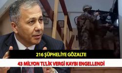 216 Şüpheliye Gözaltı! 43 Milyon TL'lik Vergi Kaybı Engellendi
