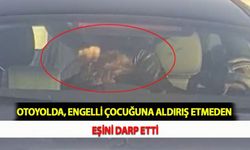 Otoyolda, Engelli Çocuğuna Aldırış Etmeden Eşini Darp Etti