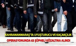 Kahramanmaraş'ta Uyuşturucu ve Kaçakçılık Operasyonunda 63 Şüpheli Gözaltına Alındı