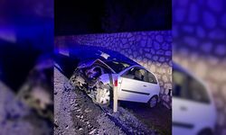 İstinat duvarına çarpan otomobilin sürücüsü yaralandı