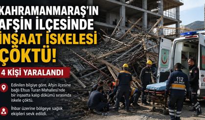 Kahramanmaraş'ta İnşaat İskelesi Çöktü: 4 İşçi Yaralandı