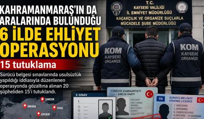 Kahramanmaraş'ta Ehliyet Operasyonu: 15 Tutuklama