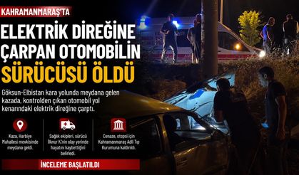 Göksun'da elektrik direğine çarpan otomobilin sürücüsü hayatını kaybetti