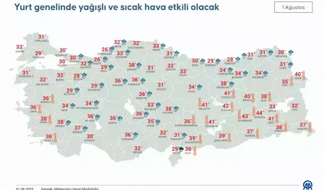 Hafta Sonu Yurdun Büyük Bölümünde Yağışlı Hava Hakim Olacak