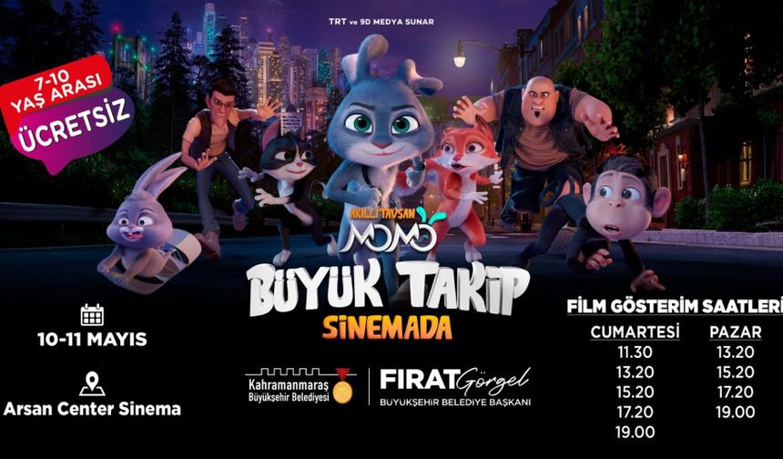 Kahramanmaraş'ta “Akıllı Tavşan Momo” Filmi Minik İzleyicilere Ücretsiz
