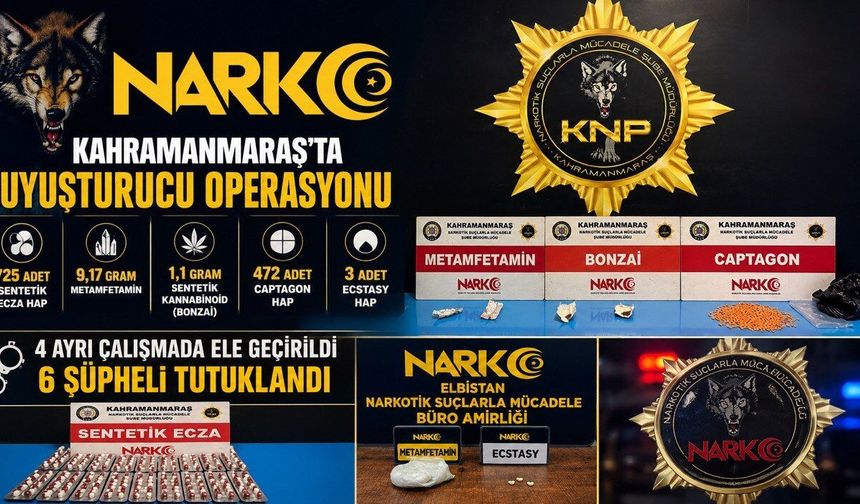 Kahramanmaraş'ta uy*uşturucu operasyonları: 6 şüpheli tutuklandı