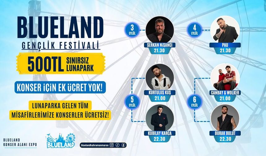 Blueland'dan Gençlere 500 TL'ye Sınırsız Eğlence ve Ücretsiz Konser Fırsatı