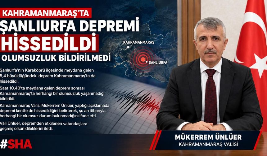 Şanlıurfa’daki deprem Kahramanmaraş’ta da hissedildi