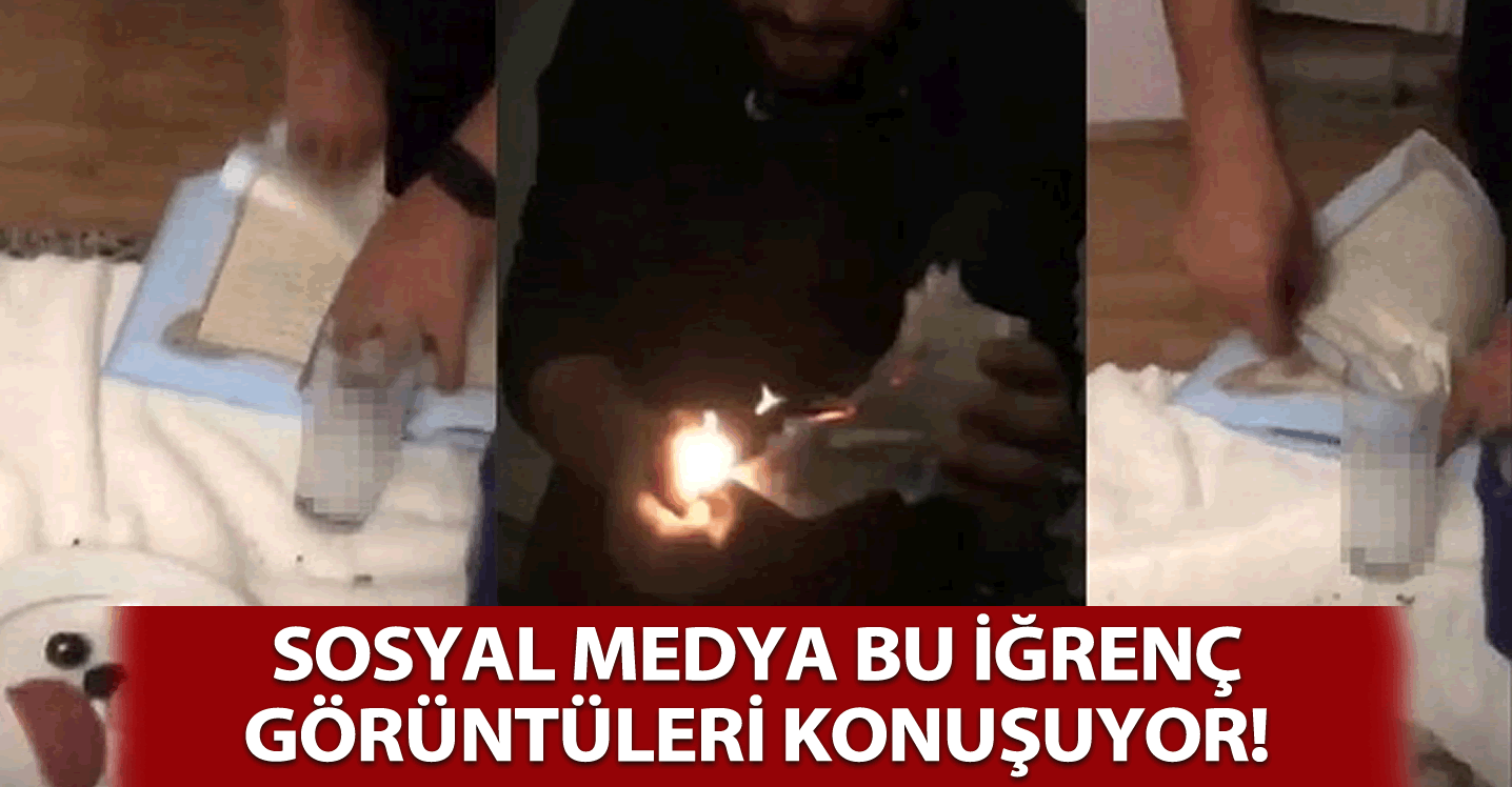 Sosyal medya bu iğrenç görüntüleri konuşuyor!  Kur'an-ı Kerim'i yaktılar...