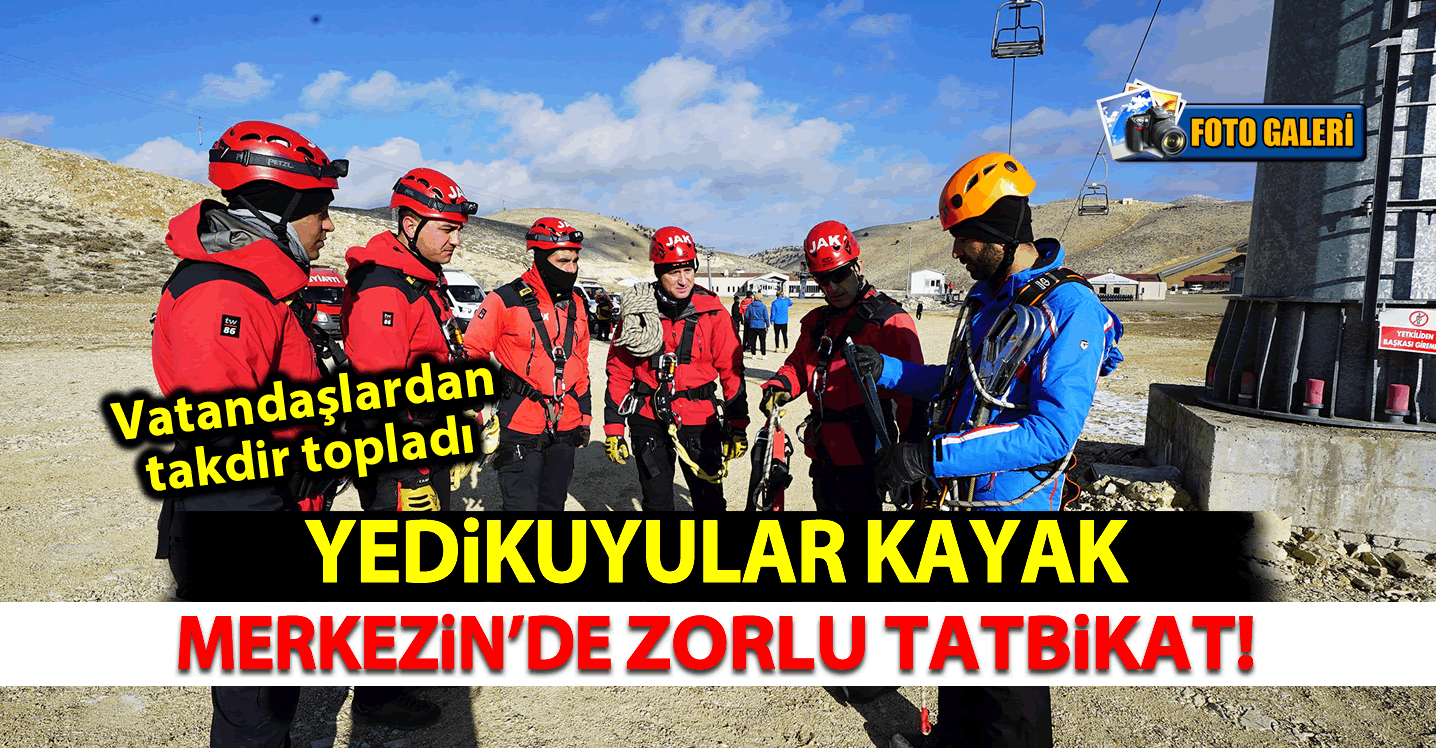 Yedikuyular Kayak Merkezi'nde zorlu tatbikat! Vatandaşlardan takdir topladı